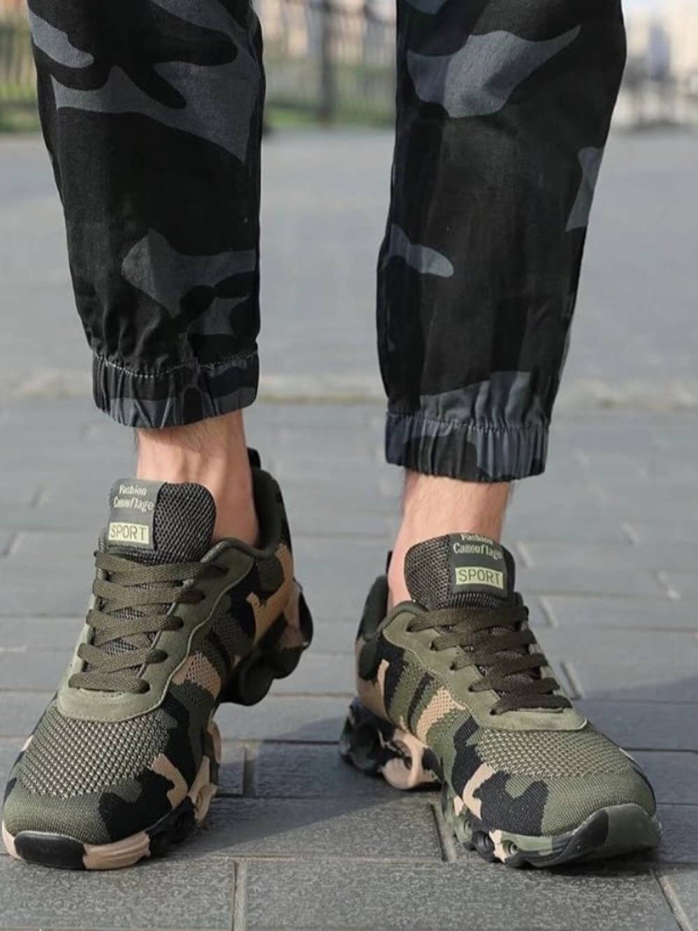 Sport Camo Sneakers- Olive Green Camouflage